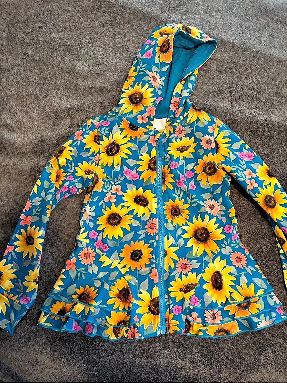 Little Sleepies Hooded Sunflower Sweatshirt with Peplum bottom